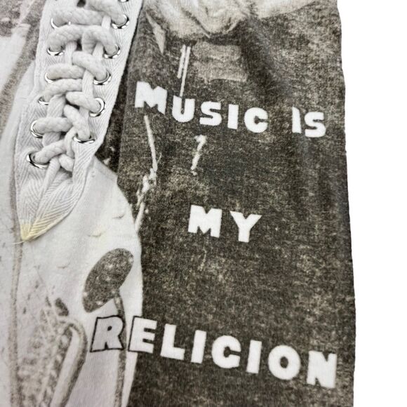 Jimi Hendrix T-shirt  Small Lace Up Short Sleeve Graphic Rockin Artwork White - Picture 3 of 11